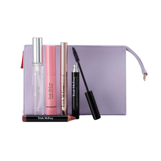 Trish McEvoy Spring Must-Haves Collection - No. 9 Pen Spray, Liquid Face, EyeShadow & Liner Topaz, Lash Curling Mascara, Lip & Cheek Crayon Rose Nude