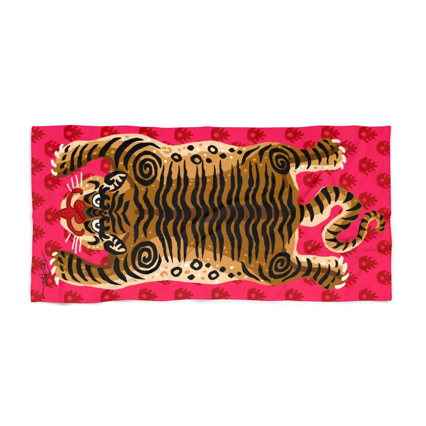 Pink Tiger Beach Towel