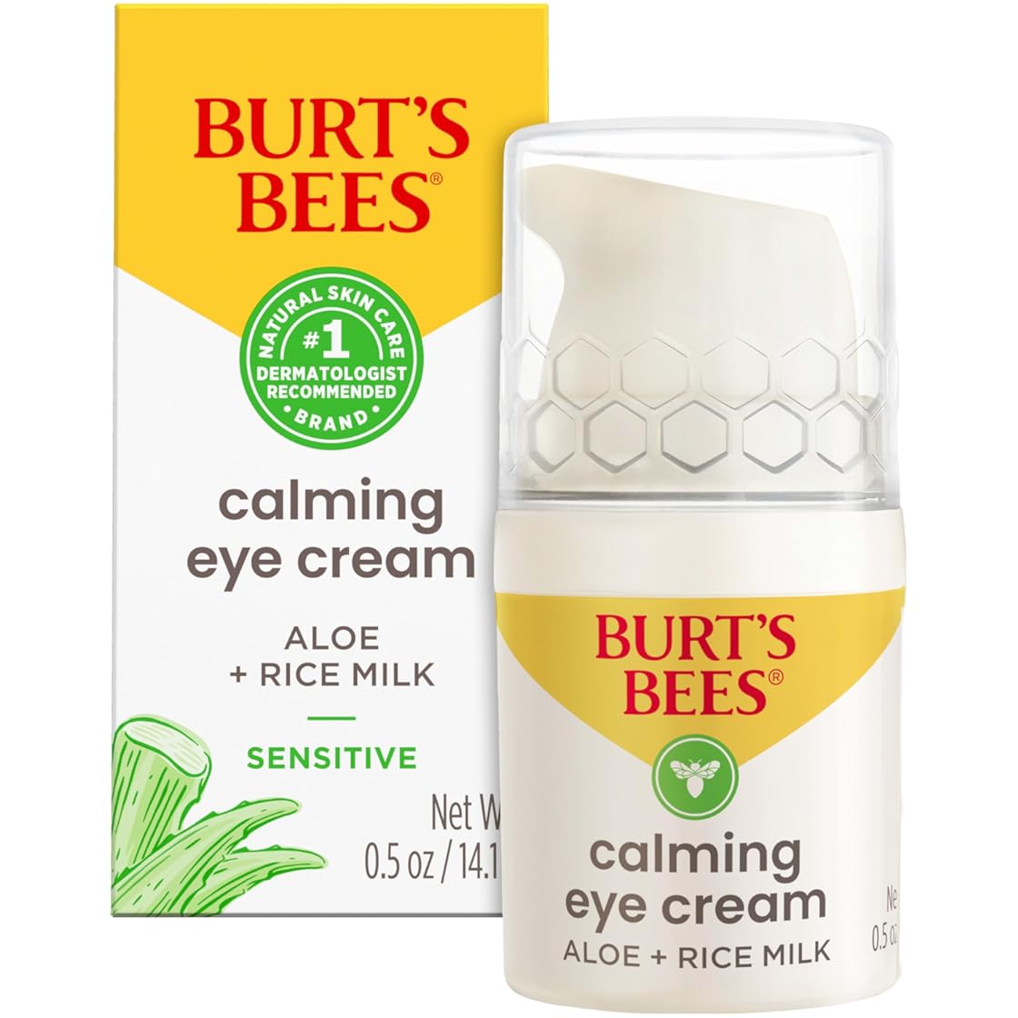 Burt's Bees Calming Eye Cream with Aloe and Rice Milk for Sensitive Skin, 0.5 Fluid Ounces