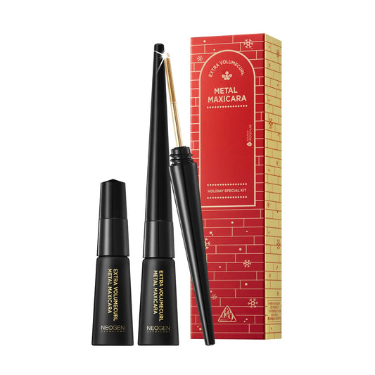 NEOGEN Holiday Kit Innovative Sensational Hygienic Washable Extra Volume Curl Metal Mascara(Black) + Refill Holiday Set