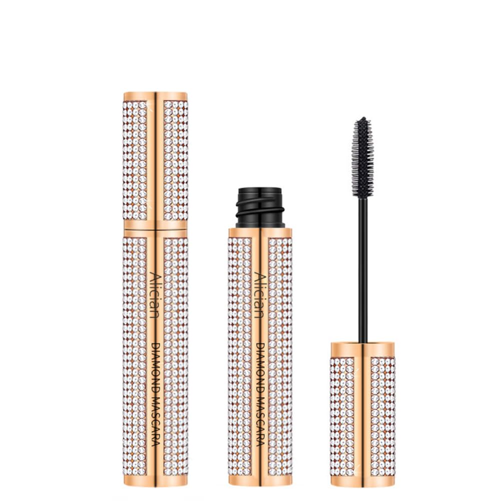 Diamond Mascara, Waterproof Long Curling Extension Eyelashes, Long-Lasting, Thick Thickening, Smudge-proof and Lengthening Voluminous Eyelashes