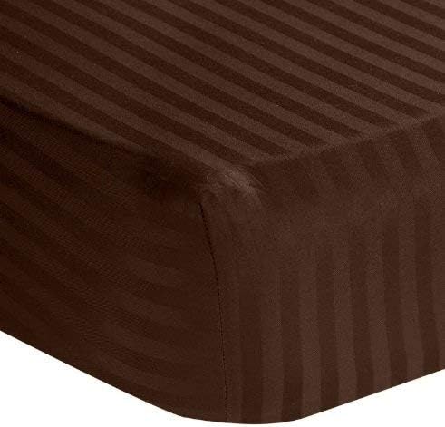 Hotel Collection #1 Fitted Sheet On Amazon! 600-TC Egyptian Cotton 1-PC Luxurious Fitted Sheet Fit Up to 14-18" Deep Mattress Emperor (84" X 84") Chocolate Color { Style : Stripe }