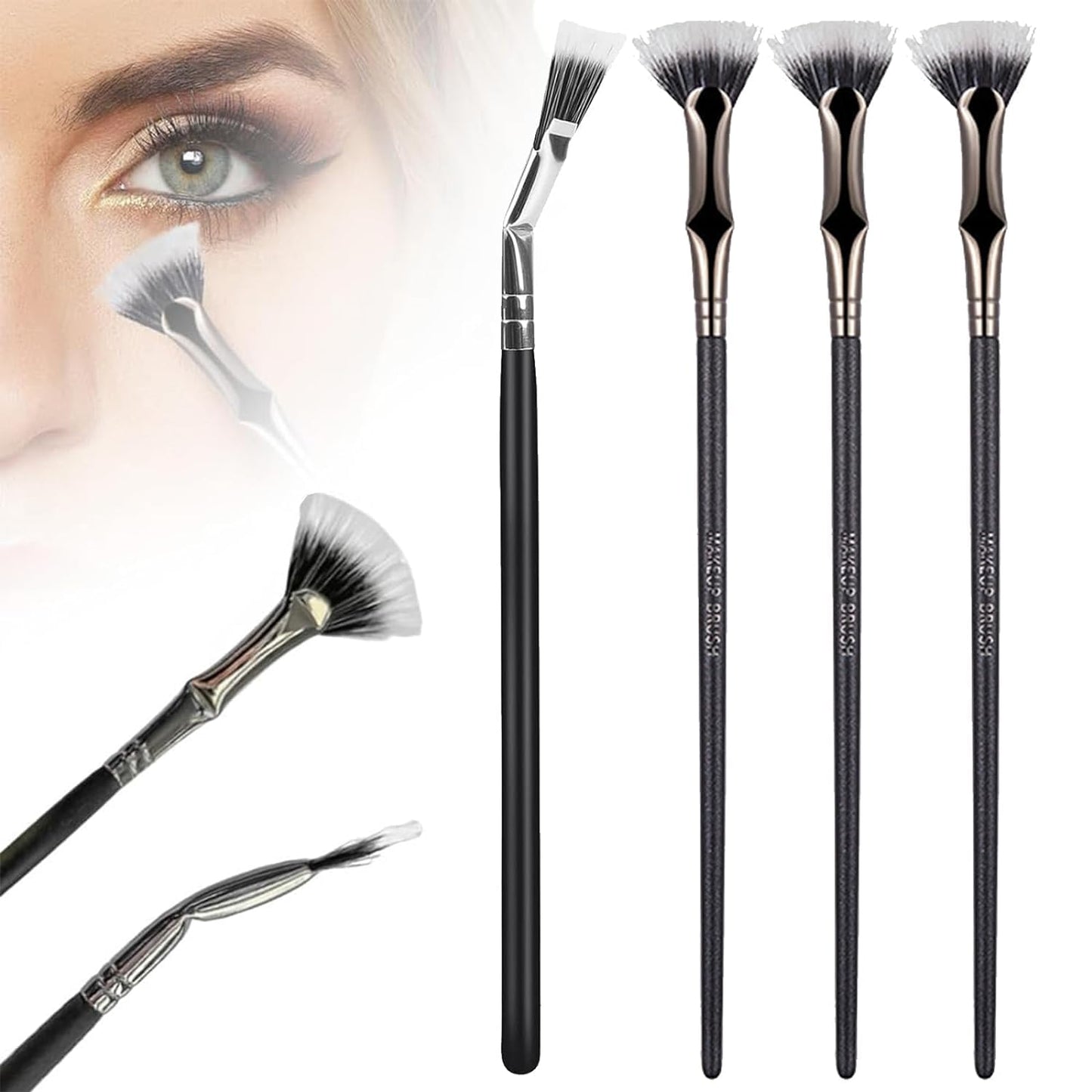 4PCS Folding Angle Scalloped Lash Brush,2024 new eyebrow brush,eyelash brush,mascara fan brush,eyelash separation tool,MultifunctionalAngled Fan Shaped Eyelash Brush Lash Wand Brush Makeup Tool.