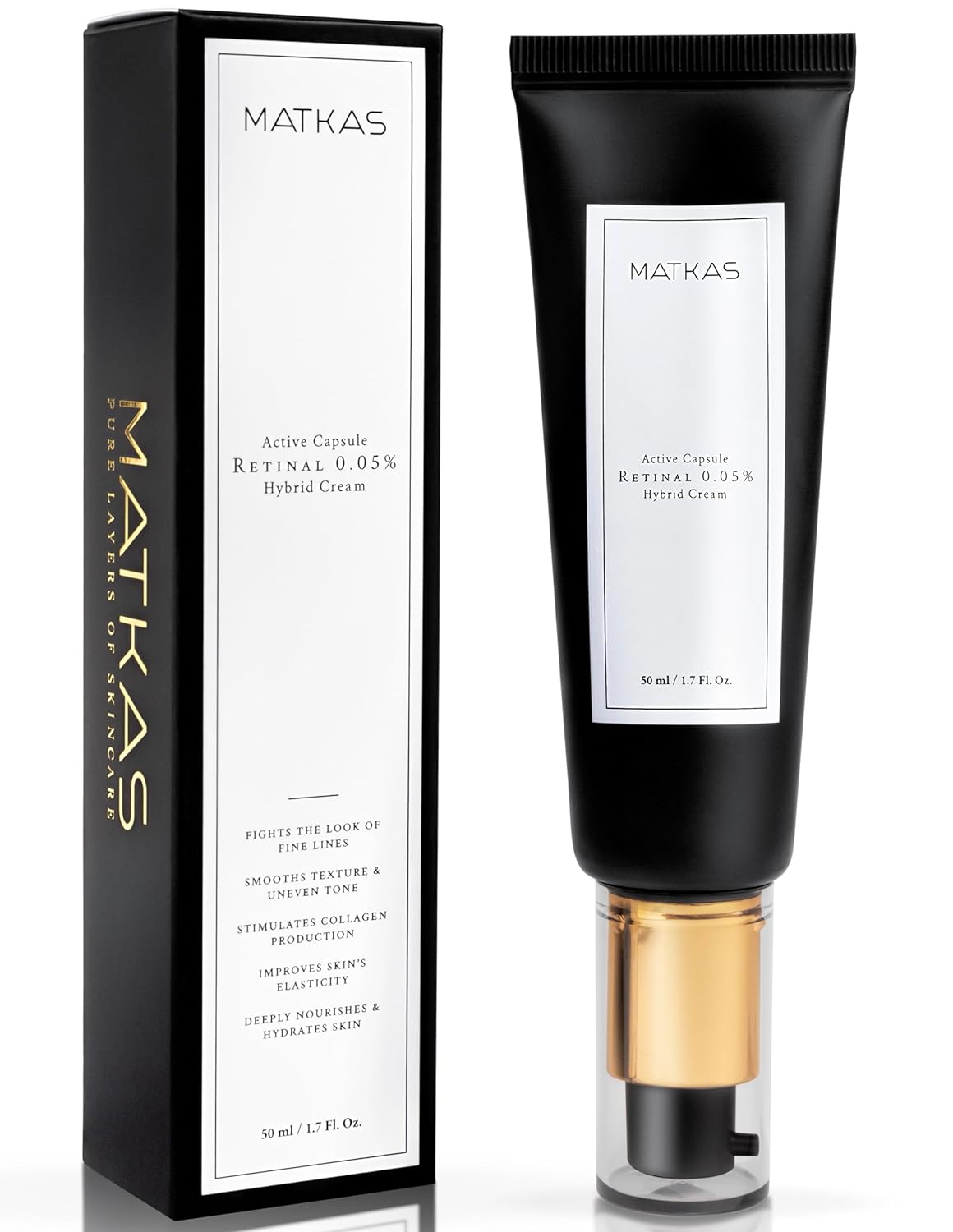 MATKAS Korean 0.05% Retinal Night Cream for Face - Wrinkles, Skin Tightening, Anti Aging - Facial Moisturizer Retinol Cream for Face - Niacinamide, Vitamin E, Ceramide, Hyaluronic Acid, Retinaldehyde