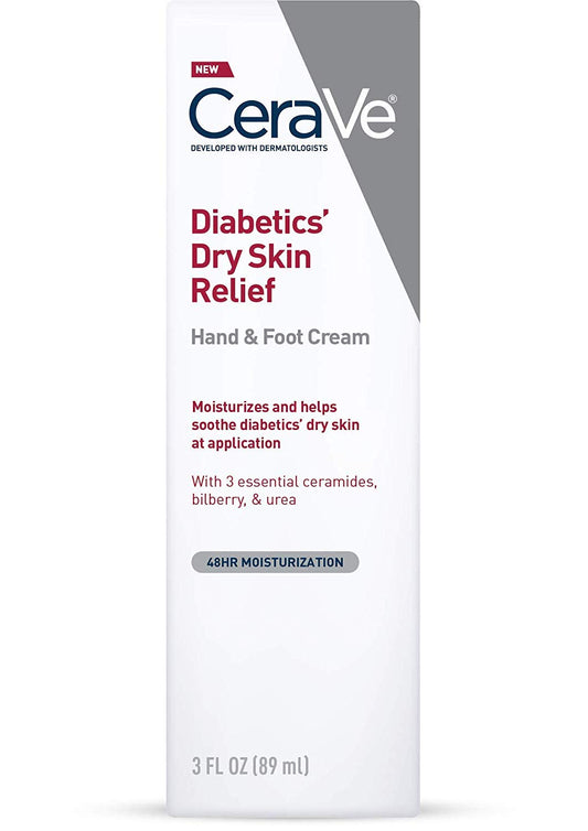 CeraVe Hand Cream & Foot Cream for DiabeticsÕ Dry Skin | Diabetes Care Foot & Hand Cream for Dry Hands & Feet | Fragrance Free & Paraben Free | 3 Ounce