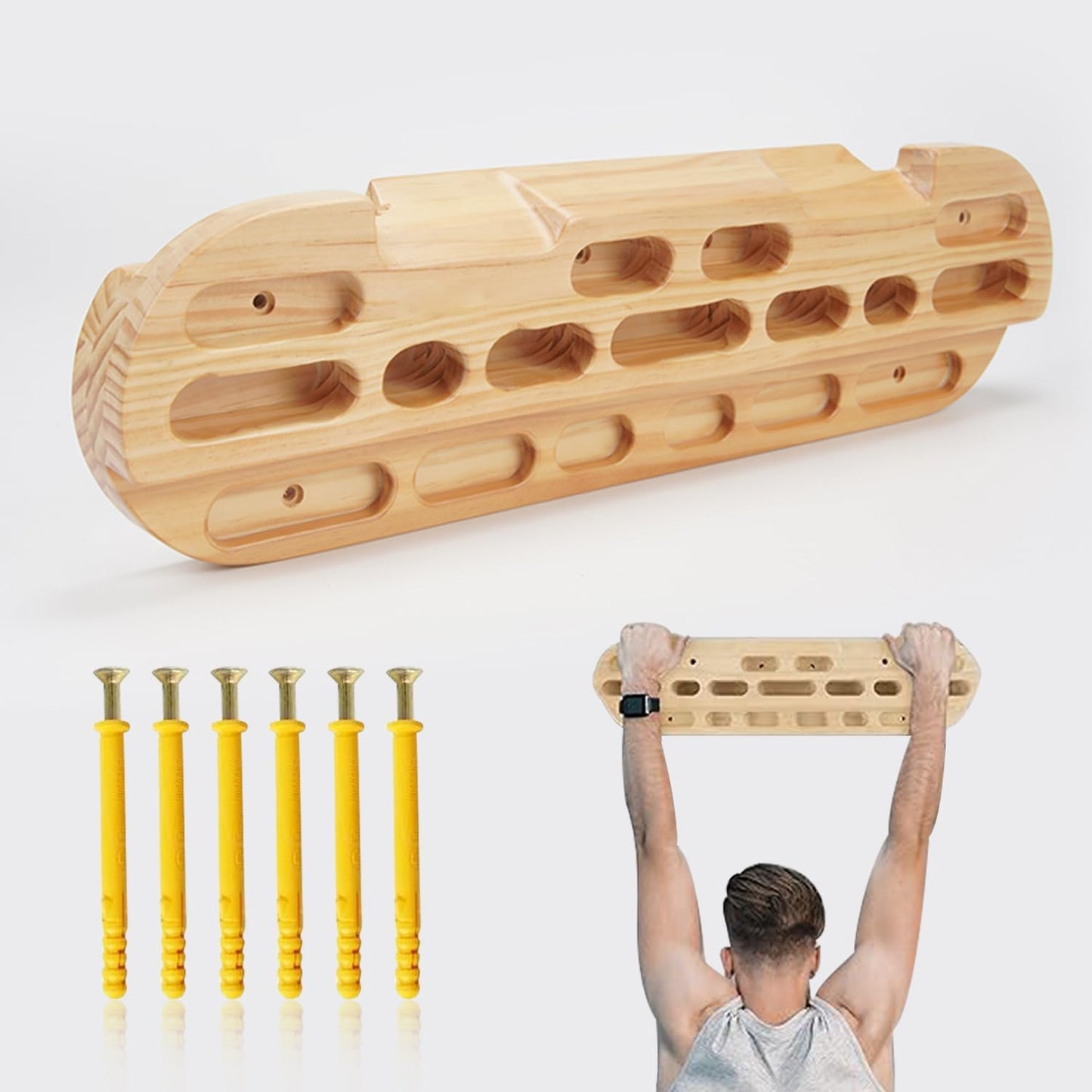Hang Boards for Climbing Training Wooden Climbing Board for Doorway - Climbing Fingerboard Hand Strengthener Equipment for Training Finger, Grip and Pull Up