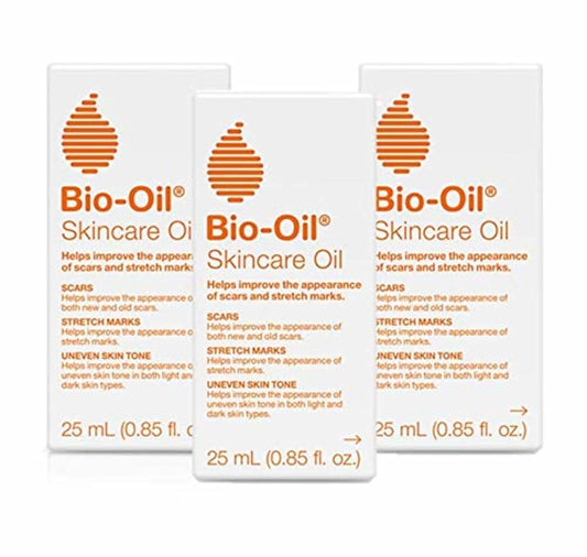 Bio Oil Skincare Oil Serum for Scars and Stretch Marks, Body and Face Moisturizer, Dermatologist Recommended, Non-Comedogenic, Travel Size, For All Skin Types, Vitamin A, E, 0.85 oz, Pack of 3