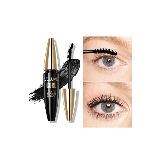 Ultra-Black Mascara for Women Volume Curl Waterproof Eyelash Extension Mascara Long Lasting Smudge-proof Thick Natural Eye Make Up 0.35 Oz