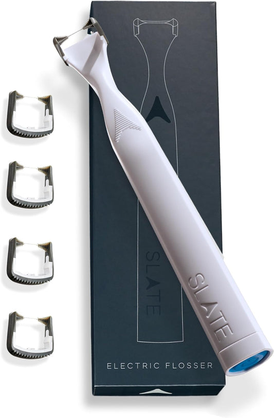 Slate Electric Flosser | Gum Stimulator, Tongue Scraper/Cleaner, Reusable Flossing Tool | Power Flosser for Adults & Kids, Water Flosser Alternative