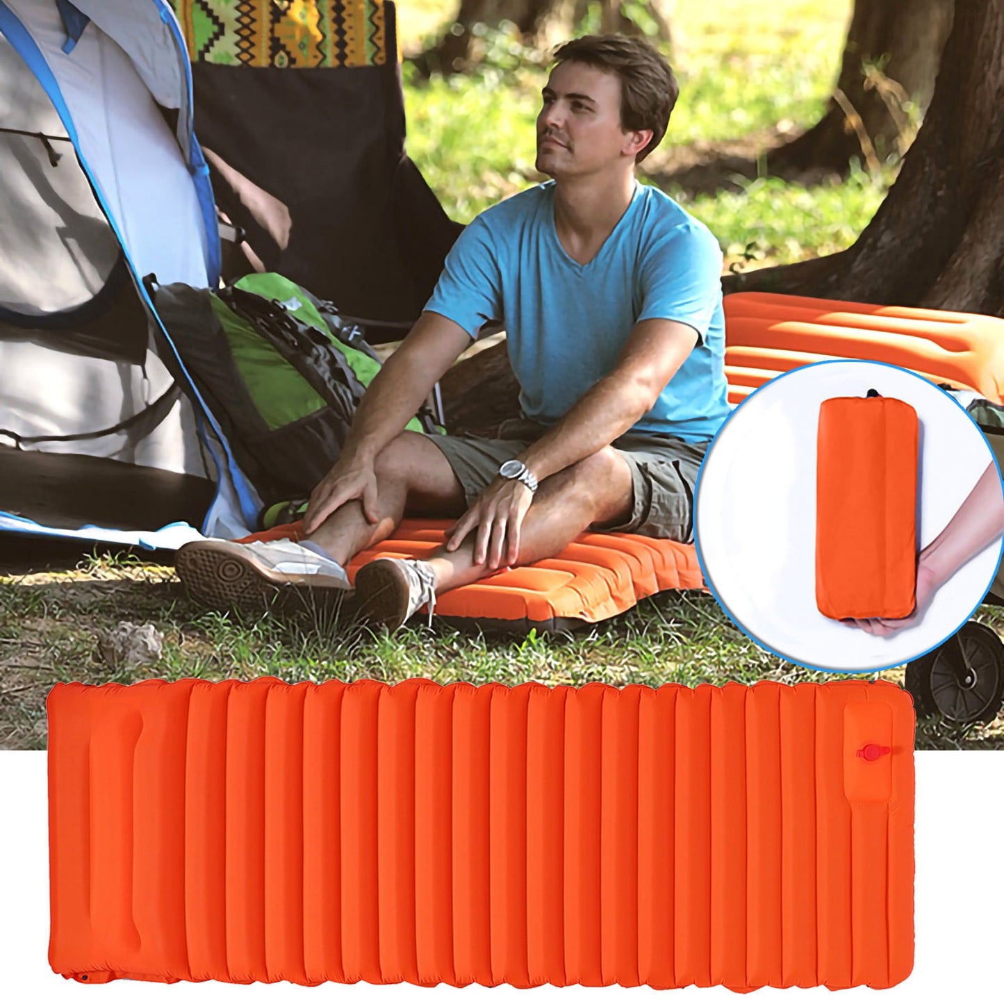 QISIWOLE Inflatable Camping Sleeping Pads w/Pillow, Upgraded Ultralight Air Sleeping Mat with Pump Waterproof for Camping, Backpacking, Hiking, Compact & Lightweight Outdoor Air Mattress