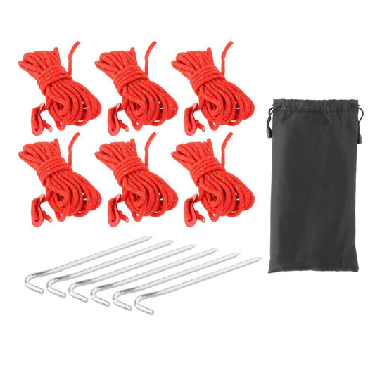 6X Guy Lines Tent Cord with 2 Holes Tensioner for Backpacking Tent Tarp Red