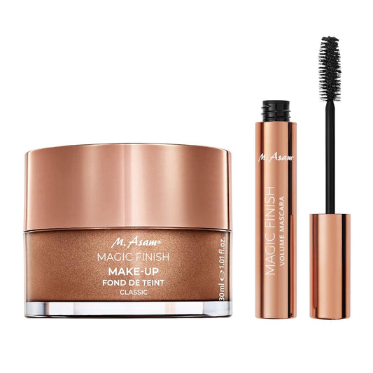 M. Asam MAGIC FINISH Make-Up Mousse – 4in1 Primer, Foundation, Concealer And Powder (1.01 Fl Oz) & M. Asam Magic Finish Volume Mascara – Black Mascara for Enhanced Eyelashes (0.33 Fl Oz)