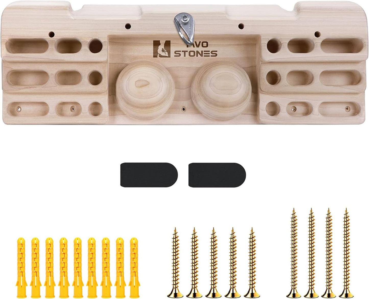 TWO STONES Wooden Hangboard Rock Climbing Pull Up Bar Designed Training for Climbing, Wooden Fingerboard Climbing Training Board for Building Core Strength and Endurance (CJ-HB2005)