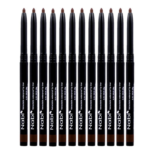 Beauty Spot (12pcs) Nabi Retractable Waterproof Eyeliner Pencil - Long Lasting Fade Resistant Formula - Quick Makeup Remover (Dark Black Brown)