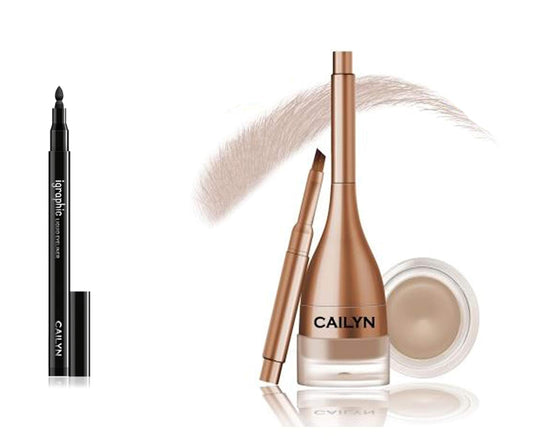 CAILYN Igraphic Liquid Eyeliner & Gelux Eyebrow Set, 01 Birch