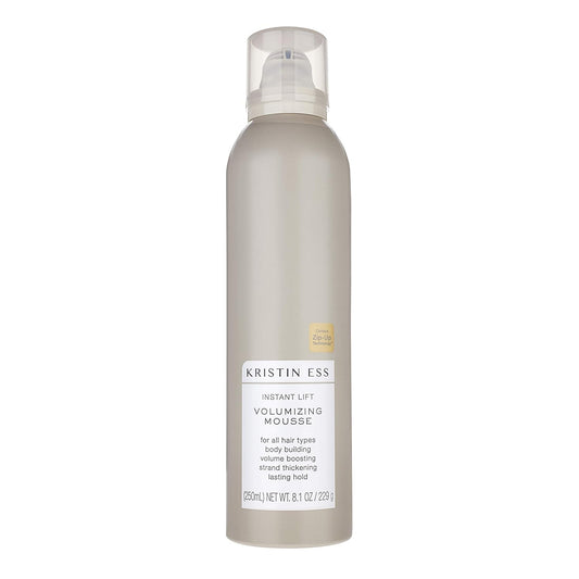 Kristin Ess Hair Instant Lift Volumizing Mousse with Castor Oil - Boosts Volume + Thickens, Body Building, Lasting Hold, Non Sticky, For Curly, Wavy + Straight Hair, 8.1 Oz
