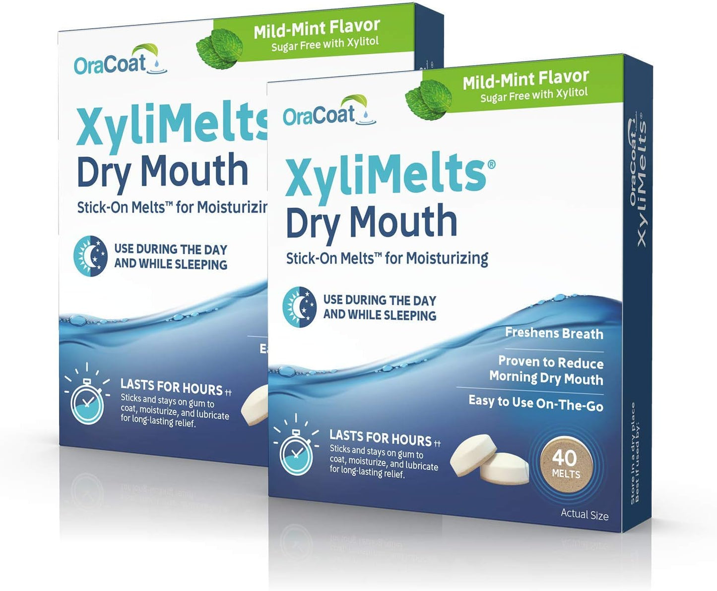 Oracoat Xylimelts Oral adhering Discs, Mild Mint, 40 Count, Pack of 2