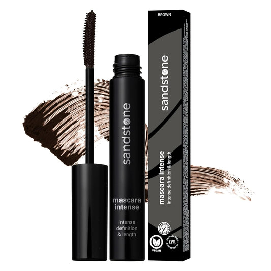 Hypoallergenic Brown Mascara for Sensitive Eyes - Smudge-Proof, Sweatproof, Lengthening Mascara with Intense Volume - Vegan, Allergy Friendly Mascaras