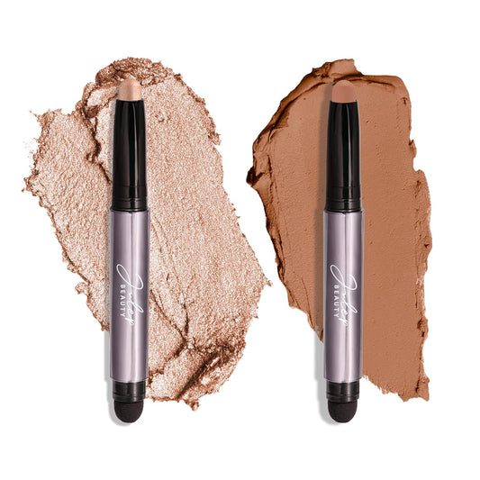 Julep Everyday Neutrals Eyeshadow 101 Creme to Powder Waterproof Eyeshadow Stick Duo: Hazelnut matte & Champagne shimmer
