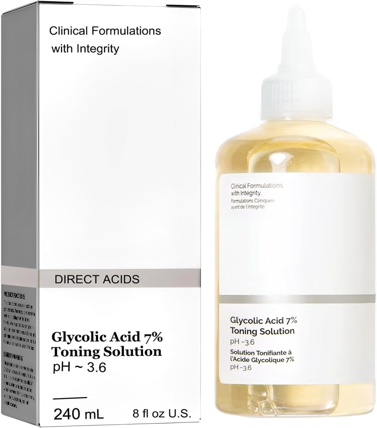 Toheok 240ML Ordinary Glycolic Acid 7% Toning Resurfacing Solution,Exfoliate,and Rejuvenate Your Skin, Solution for Blemishes and Acne