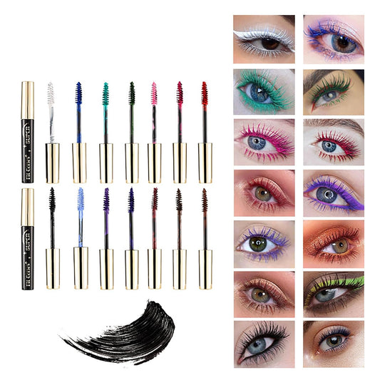 Colored Mascara Sets, 14 Color Waterproof Colorful Mascara Gift Set, Long lasting Thick Mascara Rainbow Color for Eyelash Eye Makeup - Perfect for Day or Night Stage, Costume Makeup