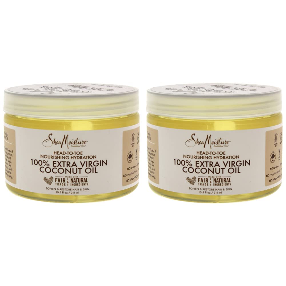 SheaMoisture 100% Extra Virgin Coconut Oil Head-to-Toe Nourishing Hydration for Unisex, 10.5 Ounce (Pack of 2)