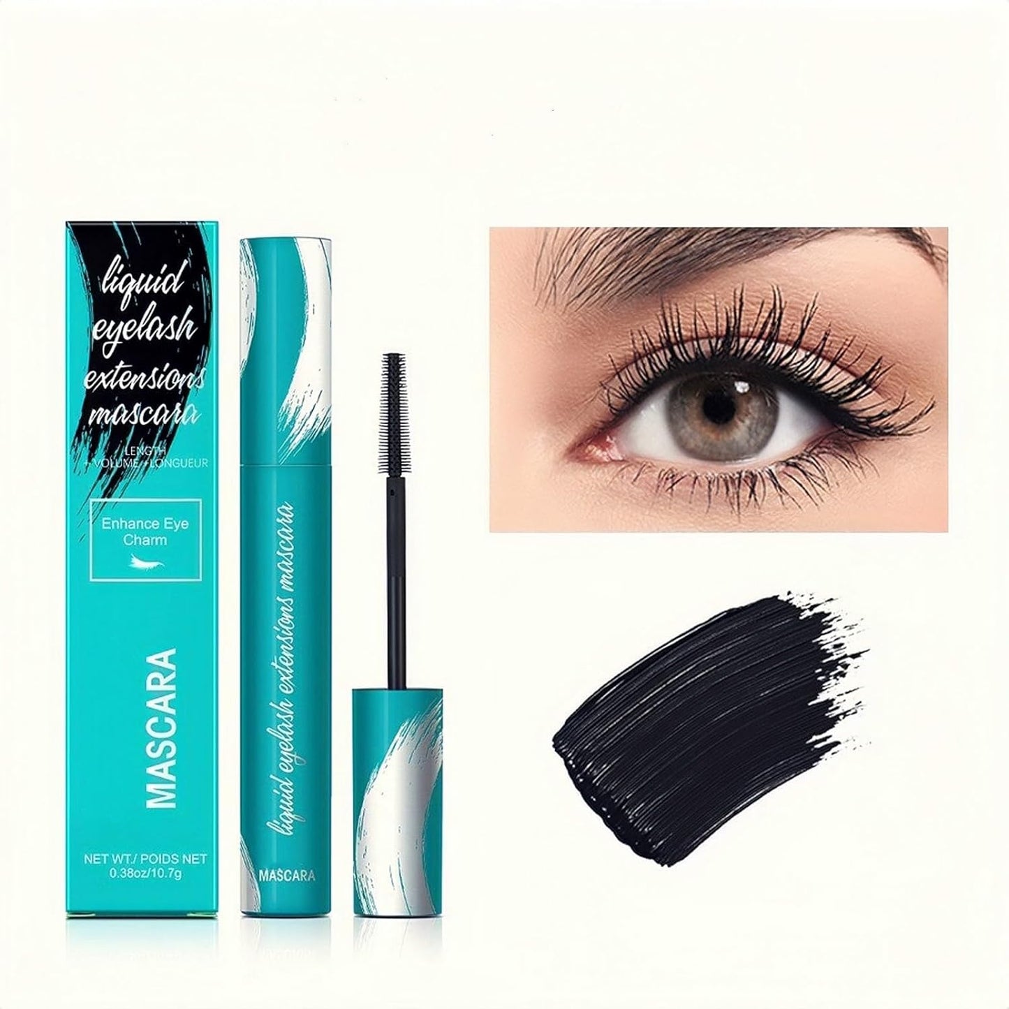 Mascara black Liquid Lash Extensions Long-Lasting Keep Your Lashes Thick And Long Waterproof Smudge-Proof Hypoallergenic 10.7g/0.38 OZ (Black)