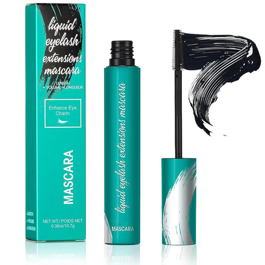 Mascara Liquid Extension Lashes,Black Mascara for Natural Lengthening and Thickening Effect,Natural No Clumping Smudging Lasting All Day(Black 0.38 oz/10.7g)