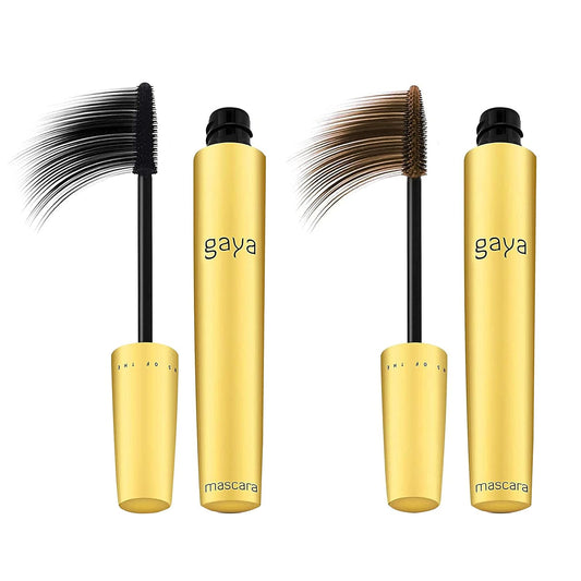 Vegan Black & Brown Mascara for Sensitive Eyes, Natural Hypoallergenic mascara, Lengthening and Volumizing for Natural Looking, Cruelty Free, Ophthalmologist Tested- By Gaya cosmetics