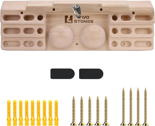 TWO STONES Wooden Hangboard Rock Climbing Pull Up Bar Designed Training for Climbing, Wooden Fingerboard Climbing Training Board for Building Core Strength and Endurance (CJ-HB2003)