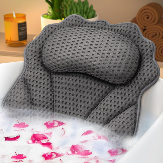 Bath Pillow RUVINCE Ergonomic Luxury Bathtub Pillow with Head,Neck, Shoulder and Back Support, 4D Bath Pillows for tub with 6 Powerful Suction Cups, Fits All Bathtub