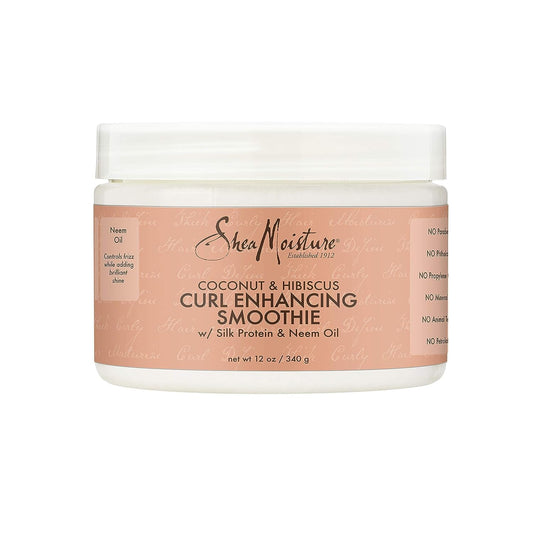 SheaMoisture Smoothie Curl Enhancing Cream for Thick, Curly Hair Coconut and Hibiscus Sulfate and Paraben Free 12 oz
