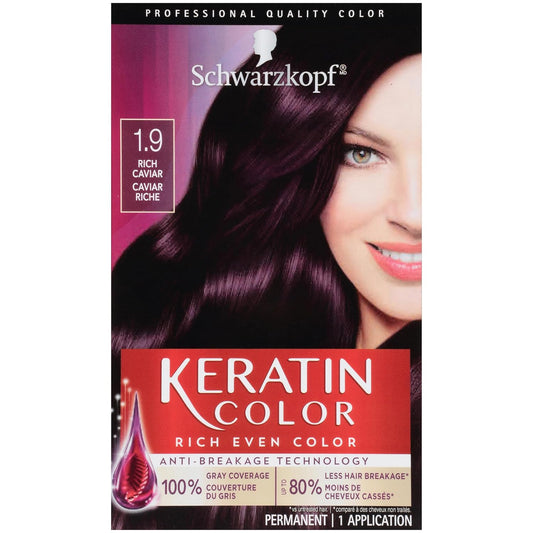 Schwarzkopf Keratin Color Permanent Hair Color Cream, 1.9 Rich Caviar