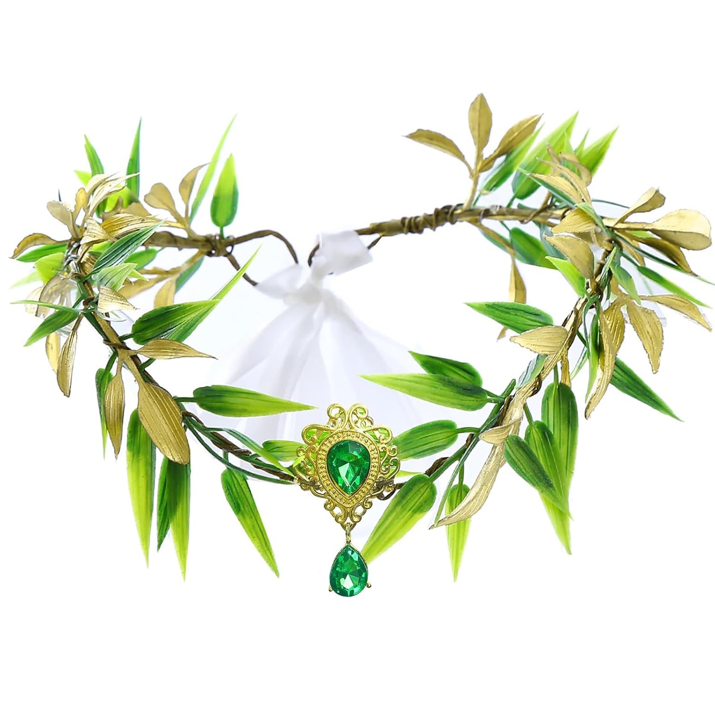 Hikkcos Fairy Flower Crown Leaf Headband Woodland Elf Headpiece Forest Green Leaves Headband Perfect for Women Girls Wedding Halloween Cosplay Renaissance Accessories