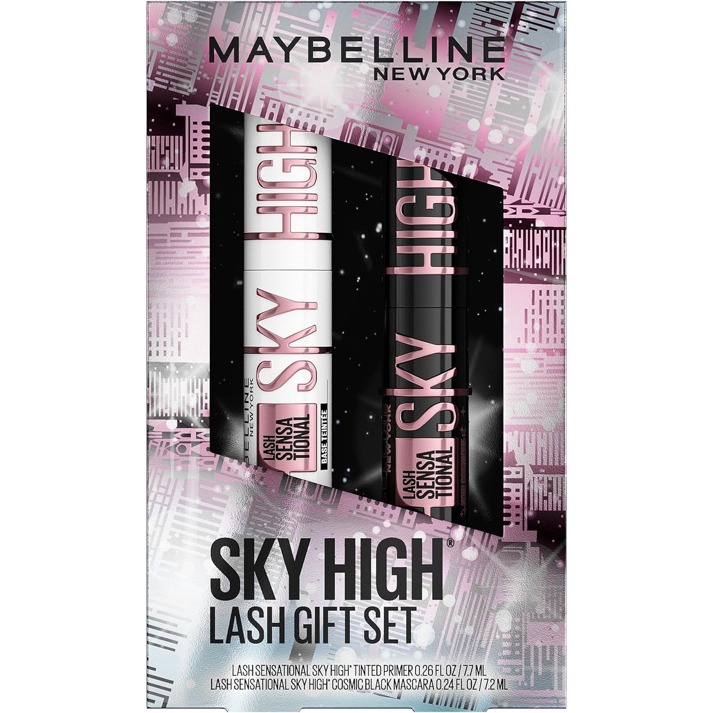 Maybelline Lash Sensational Mascara and Tinted Primer Set, Includes Cosmic Black Mascara and Soft Black Primer, 1 Makeup Gift Set