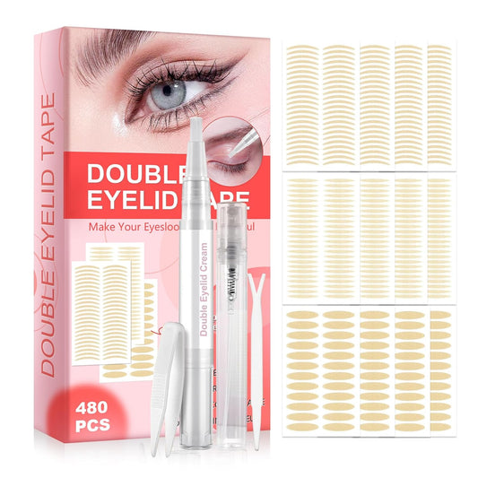 480pcs Medical-Grade Eyelid Tape - Eyelid Lifter Strips: Achieve Natural Double Eyelids, Waterproof & Breathable - Ideal for Hooded, Droopy, and Uneven Lids - Makeup-Friendly and Long-Lasting Results
