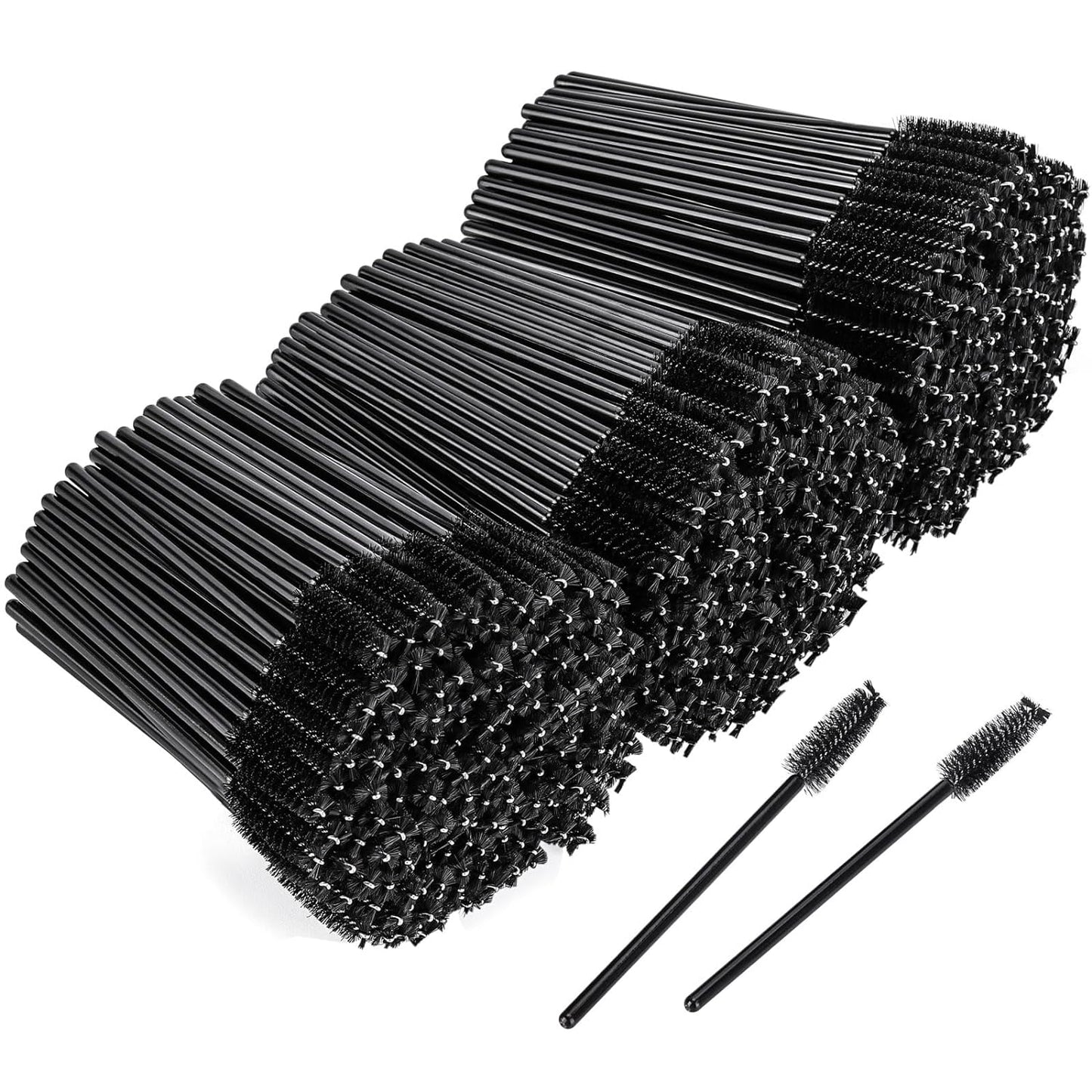 BTYMS 500 Pieces Disposable Mascara Wands Eyelash Brush Brow Brushes Applicators Lash Spoolies for Eye Lash Extension - Black