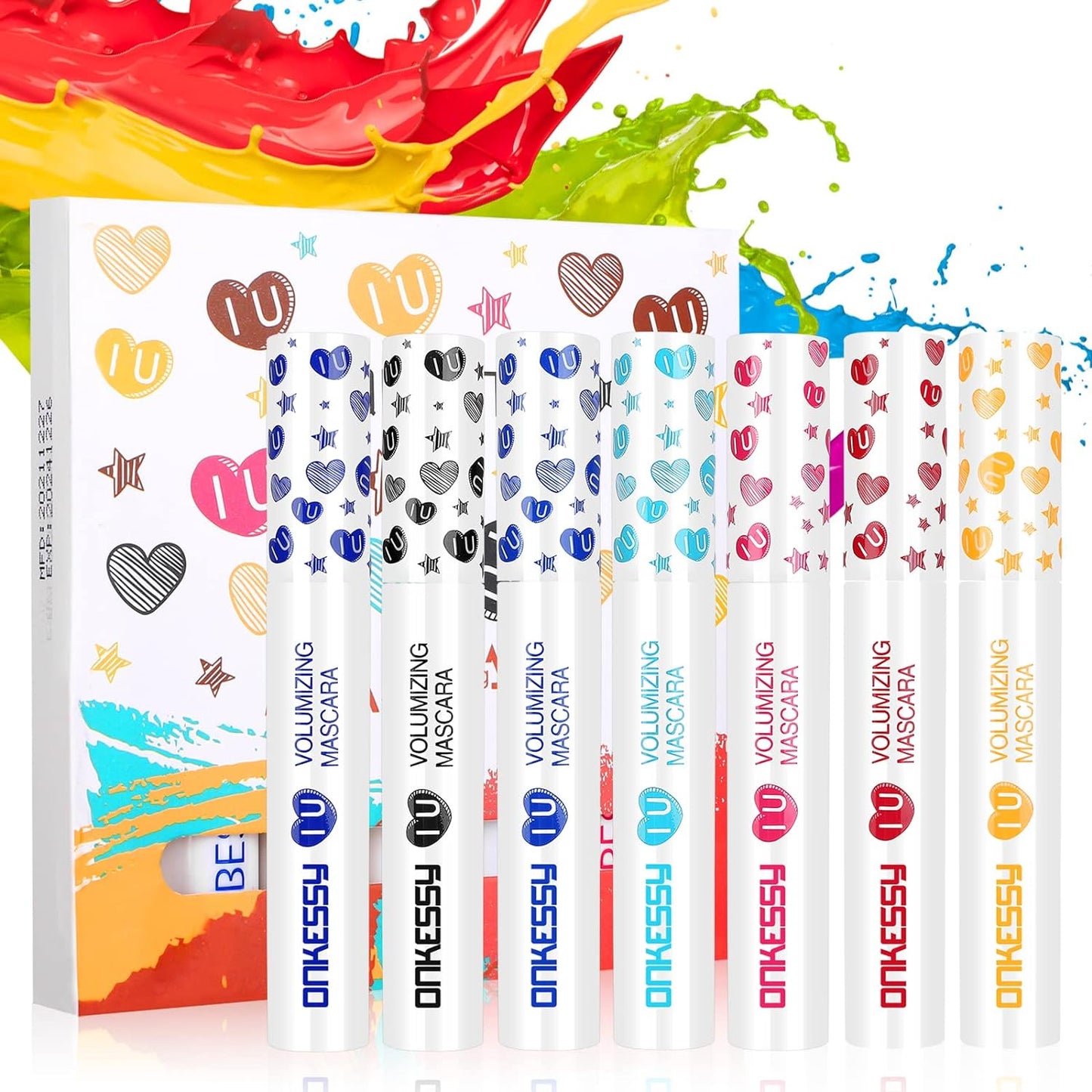 Colored Mascara Set 7 Color Colorful Waterproof Mascara for Eyelashes Set,Charming Long Lasting Length Volume Fiber Mascara Eye Makeup