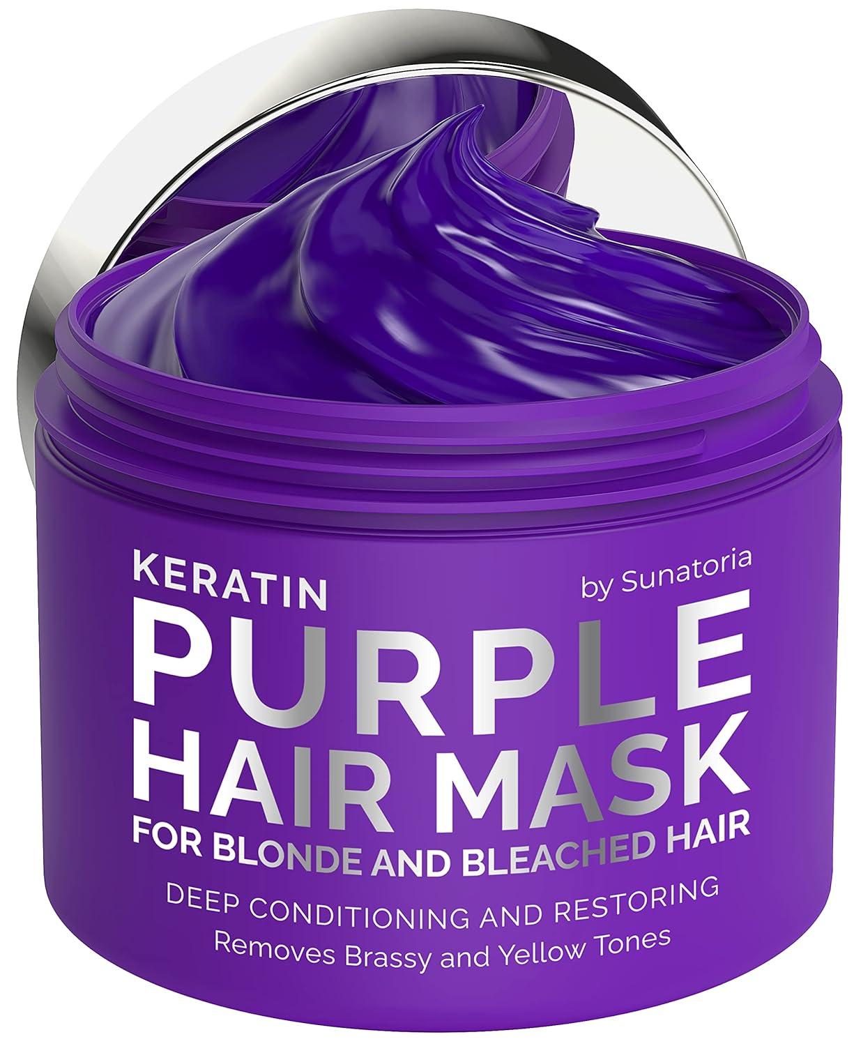 SUNATORIA NEW Keratin Purple Hair Mask- Blonde Hair Purple Toner - Repair & Nourishment Treatment for Bleached, Brassy Hair - No Yellow Tones - Deep Conditioner for Color Treated Locks