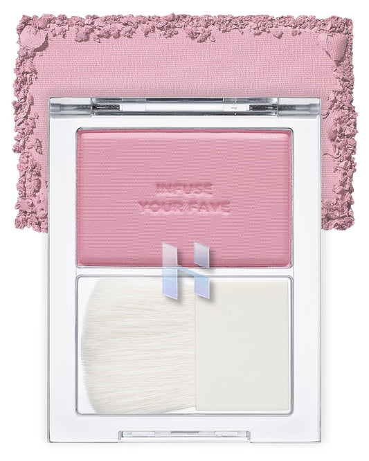 HOLIKA HOLIKA Infusing Blush with Brush - Lightweight, Smooth, Blendable Cheek Blusher, Sebum-Control, Natural Pore Coverage, Built-In Brush, Long-Lasting Pigment for Romantic Mood (02 ROSERA)