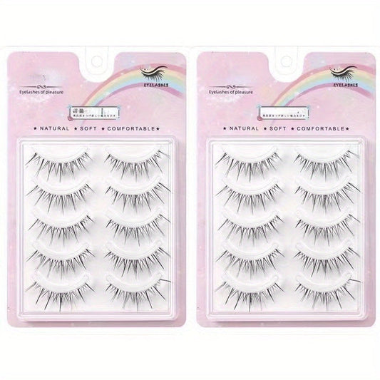 5 Pairs of Wavy False Eyelashes - Perfect for Manga & Anime Makeup & Beauty!