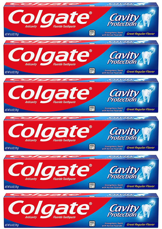 Colgate Cavity Protection Toothpaste with Fluoride - 6 Ounce (Pack of 6)