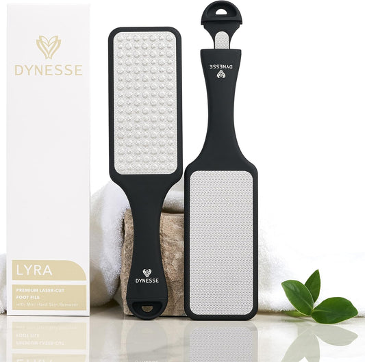 DYNESSE Foot File. Best Premium Pedicure Foot Rasp and Callus Remover. 3-in-1 Tool. Removes Hard Skin. No Risk of Injury. Stainless Steel. Ergonomic Handle. Washable. Works on Both Wet and Dry Feet.