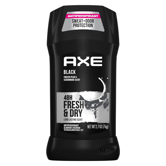 AXE Antiperspirant Stick for Men Black Pack of 4, 48 Hour Sweat and Odor Protection for Long Lasting Freshness, Frozen Pear & Cedarwood Men's Deodorant 2.7 oz