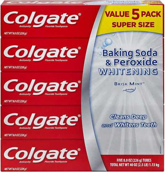 Colgate Baking Soda and Peroxide Whitening Toothpaste, 5 pk./8 oz.