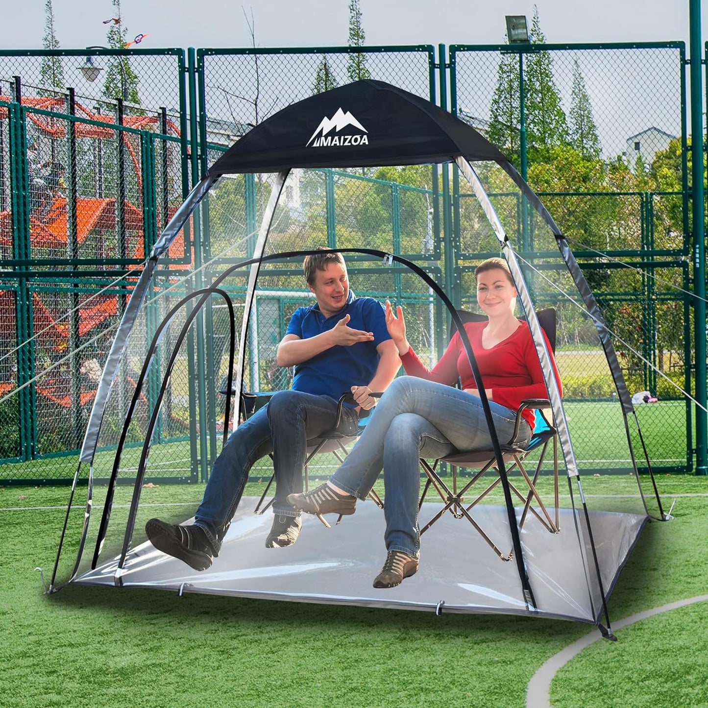 Sports Tent, Super Large 1-3 Person Transparent Waterproof Tent, Outdoor Clean Bubble Tent,rain shelter for Watching Sports Events, Camping, Fishing (Black) (Black-PVC)