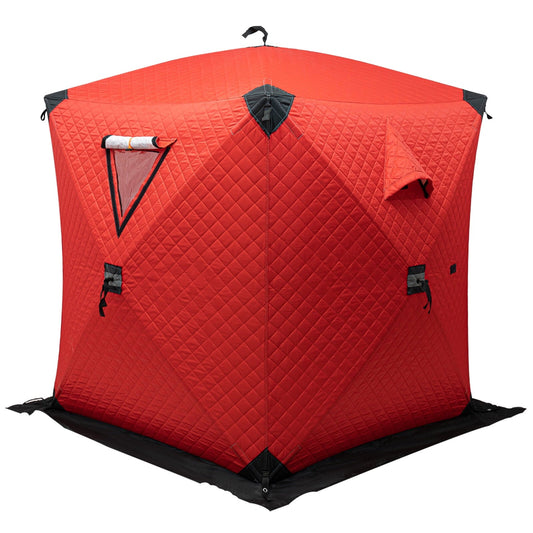 Aiqidi Portable 2 Person Ice Fishing Tent Insulated Ice Fishing Shelter Outdoor Thermal Ice Fishing Shanty House w/Handbag, Red