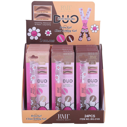 Dúo de Máscara para Cejas Romantic Beauty - Venta al por mayor Display 24 Unidades (BG-2105)