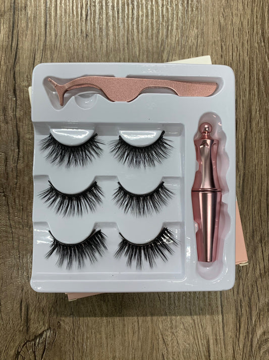 Glamorous magnetic lashes with tweezers and eyeliner