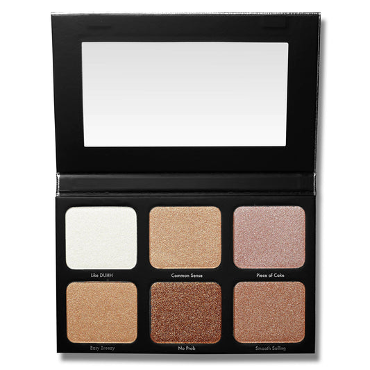 A 6 piece multi-tonal face and body highlighting palette with a creamy powder formula infused with micro-light refracting particles.